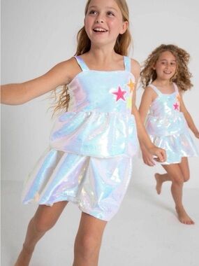 Iridescent Star Sequin Kids Dress